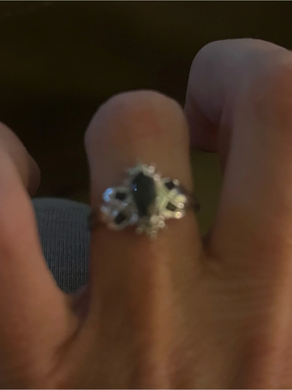Solid 10k white gold ring with natural sapphires